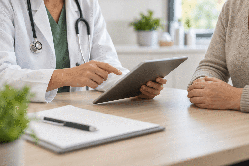 collaborative consultation at the clinic desk